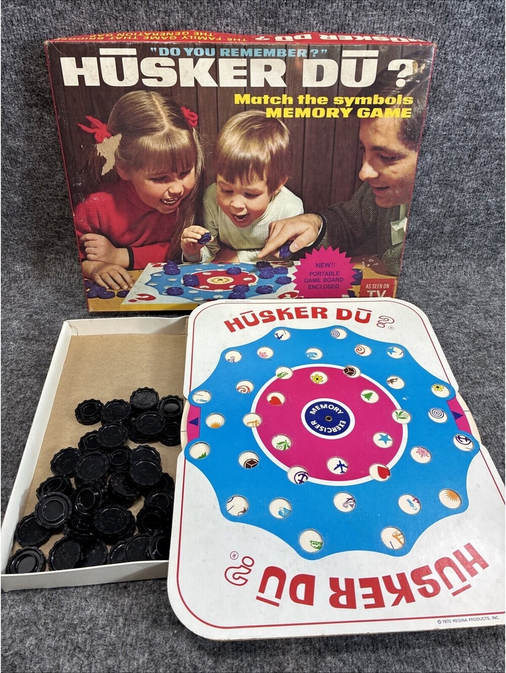 Original Vintage 1970 Regina Husker DU Board Game Box Worn